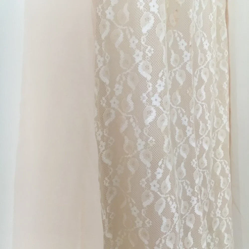 Vintage 80s Underskirt Skirt Size S 80s Nude Sheer Beige Semi Sheer Midi - Picture 2 of 8